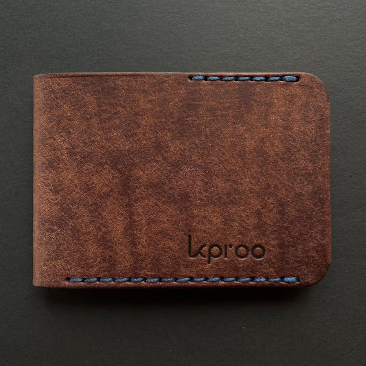 Cartera Portaplacas BASIC | Edición Tabaco Hilo Azul Marino | Todas las Corporaciones | Cuero Cosido a Mano – KPROO