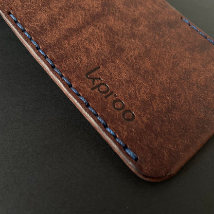 Cartera Portaplacas BASIC | Edición Tabaco Hilo Azul Marino | Todas las Corporaciones | Cuero Cosido a Mano – KPROO