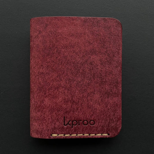 Cartera Portaplacas COMPAC | Edición Mosto y Navy Hilo Marrón | Todas las Corporaciones | Cuero Cosido a Mano – KPROO