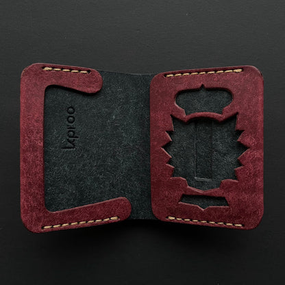 Cartera Portaplacas COMPAC Policía Nacional | Edición Mosto Navy Hilo Marrón | Cuero Cosido a Mano – KPROO