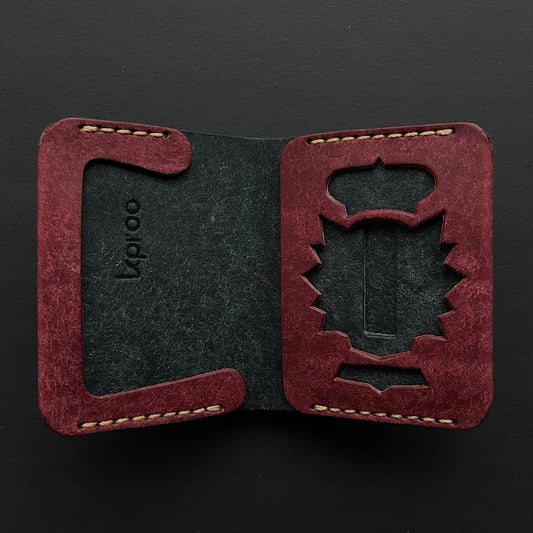 Cartera Portaplacas COMPAC Policía Nacional | Edición Mosto Navy Hilo Marrón | Cuero Cosido a Mano – KPROO