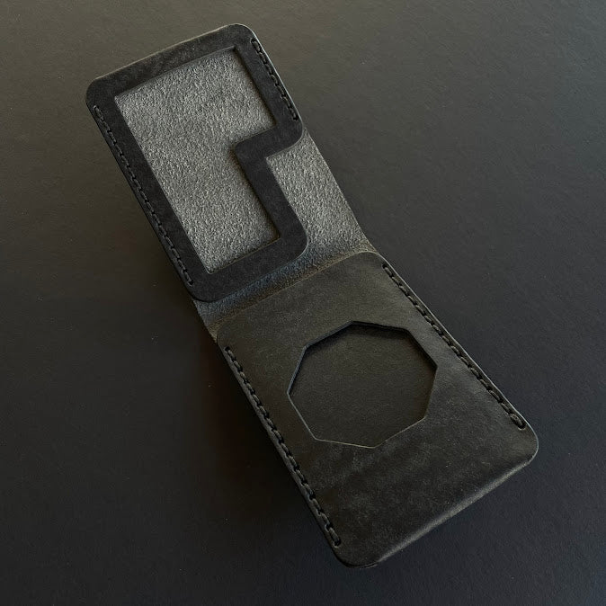 Cartera Portaplacas BASIC Guardia Civil Judicial | Edición Negra Hilo Negro | Cuero Cosido a Mano – KPROO