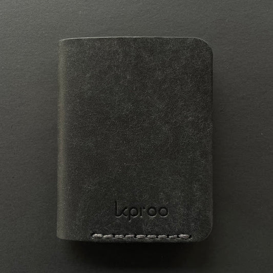 Cartera Portaplacas COMPAC Policía Local CV | Edición Negra Azul M Hilo Gris | Cuero Cosido a Mano – KPROO