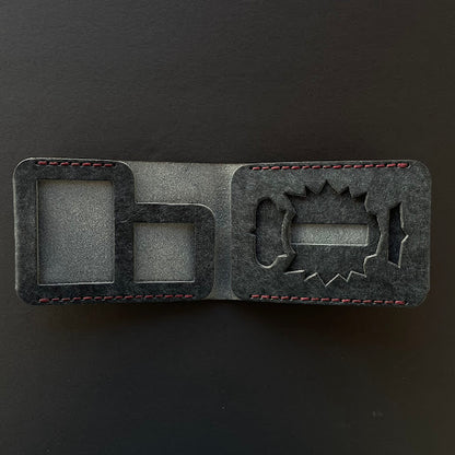 Cartera Portaplacas BASIC Policía Nacional | Edición Azul M Hilo Granate | Cuero Cosido a Mano – KPROO