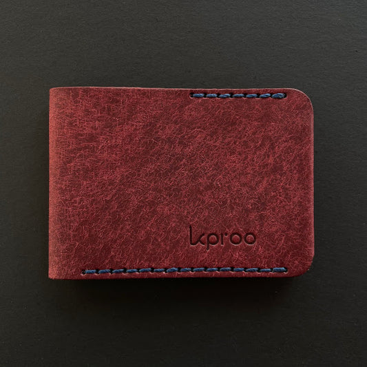Cartera Portaplacas BASIC Policía Local | Edición Mosto Hilo Azul | Cuero Cosido a Mano – KPROO