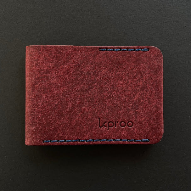 Cartera Portaplacas BASIC Policía Local | Edición Mosto Hilo Azul | Cuero Cosido a Mano – KPROO