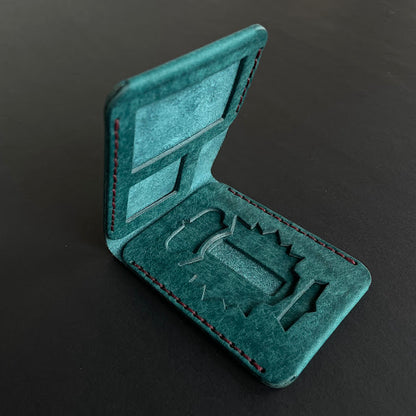 Cartera Portaplacas BASIC Policía Nacional | Edición Ortensia Hilo Granate | Cuero Cosido a Mano – KPROO