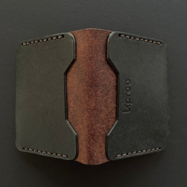 Cartera Portaplacas FORTIS Mossos d'Esquadra | Edición Negra Tabaco Hilo Marrón | Cuero Cosido a Mano – KPROO