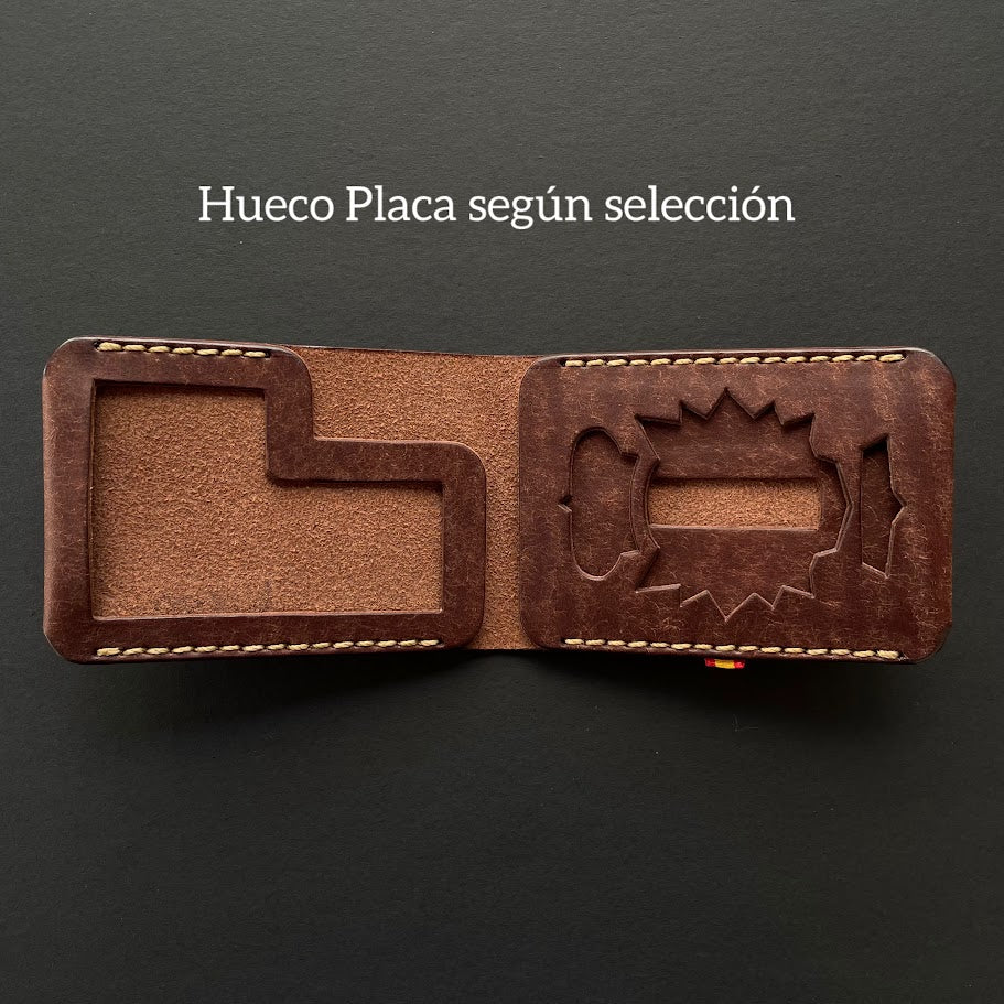 Cartera Portaplacas BASIC | Edición Tabaco Hilo Marrón | Cuero Cosido a Mano – KPROO
