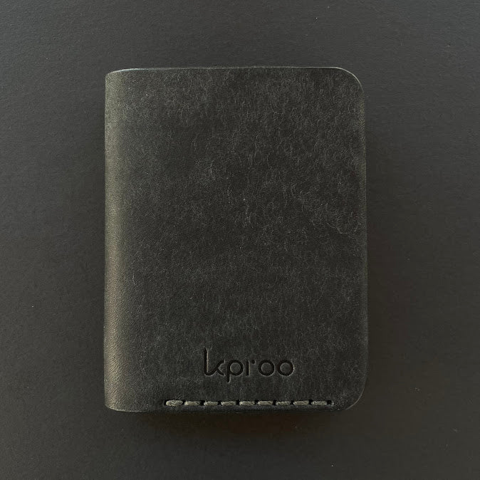 Cartera Portaplacas COMPAC Policía Nacional | Edición Negra Azul M Hilo Gris | Cuero Cosido a Mano – KPROO