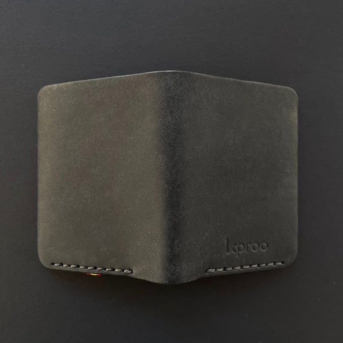 Cartera Portaplacas COMPAC Policía Nacional | Edición Negra Azul M Hilo Gris | Cuero Cosido a Mano – KPROO