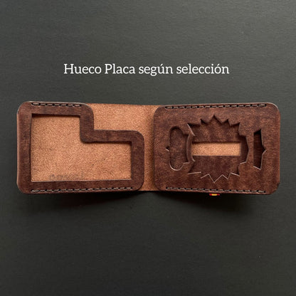 Cartera Portaplacas BASIC | Edición Tabaco Hilo Marrón Oscuro | Cuero Cosido a Mano – KPROO