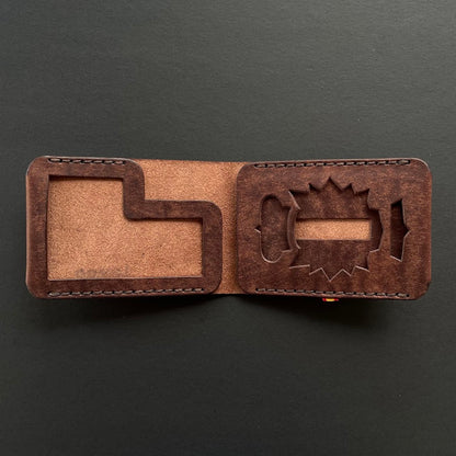 Cartera Portaplacas BASIC Policía Nacional | Edición Tabaco Hilo Gris | Cuero Cosido a Mano – KPROO