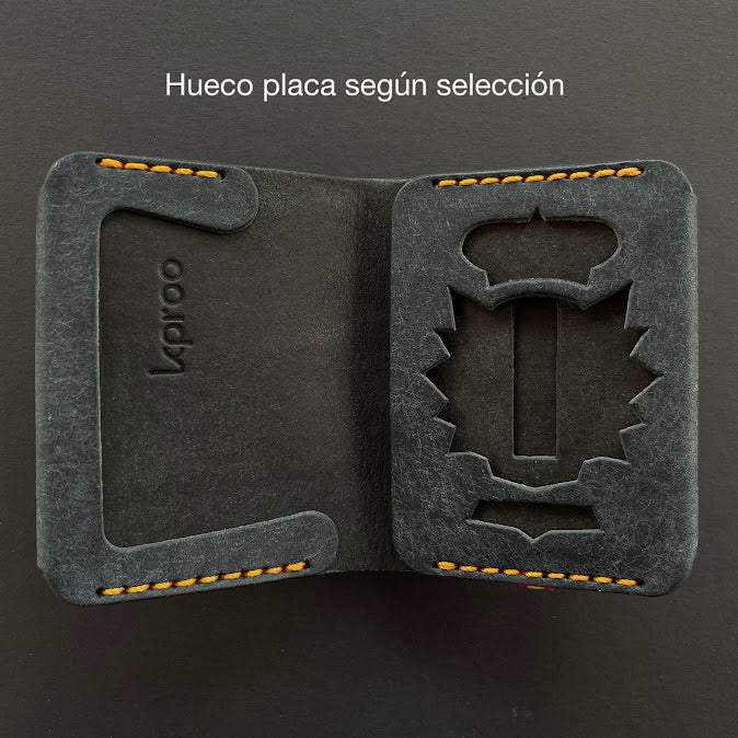 Cartera Portaplacas FORTIS | Edición BARCELONA | Cuero Cosido a Mano – KPROO | CNP · GC · PL